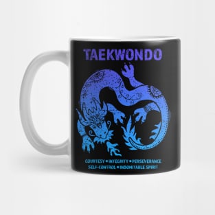 Taekwondo Five Tenets Blue Dragon Artwork Martial Arts Mug